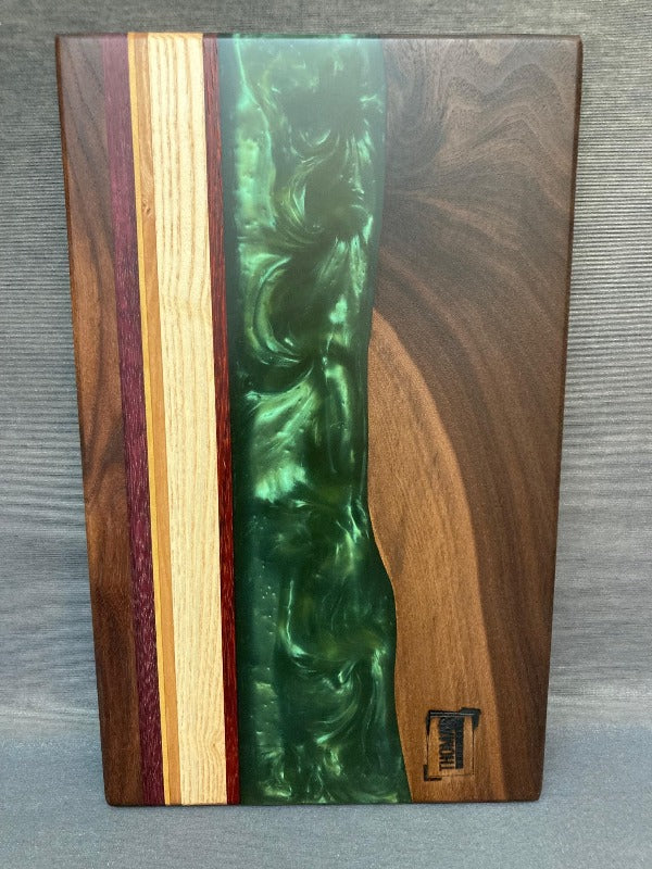 Planche à Découper Et Plateau Apéritif En époxy Fait Main – Bois D'olivier Bleu