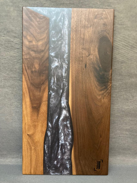 Large Black Walnut Flashing Dark Blue Epoxy River Board