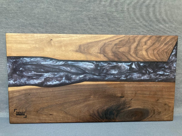 Large Black Walnut Flashing Dark Blue Epoxy River Board