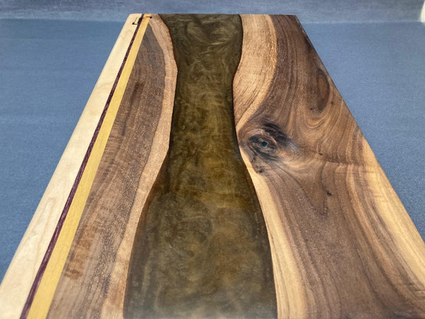 Large Black Walnut Epoxy Flash Copper Brown Maple River Board