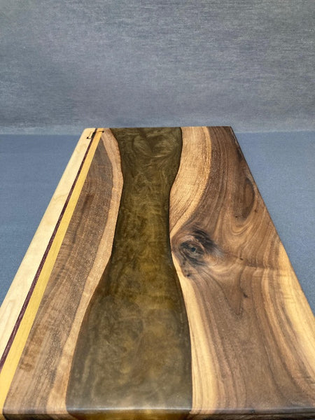 Large Black Walnut Epoxy Flash Copper Brown Maple River Board