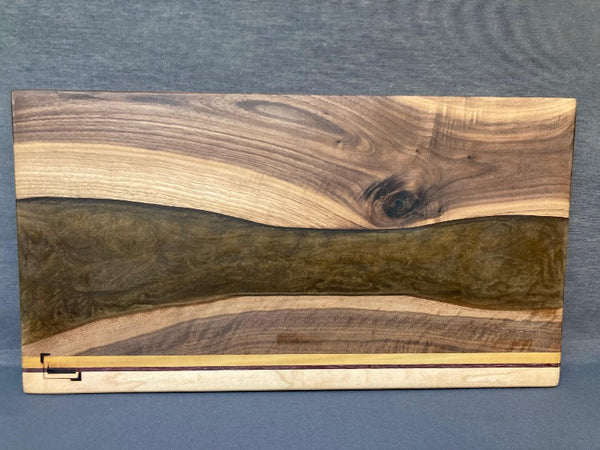 Large Black Walnut Epoxy Flash Copper Brown Maple River Board