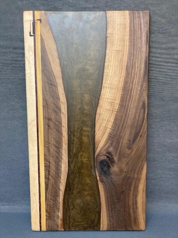 Large Black Walnut Epoxy Flash Copper Brown Maple River Board