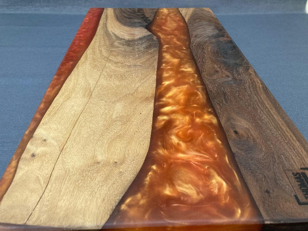 Large Black Walnut Epoxy Red Brown River Board