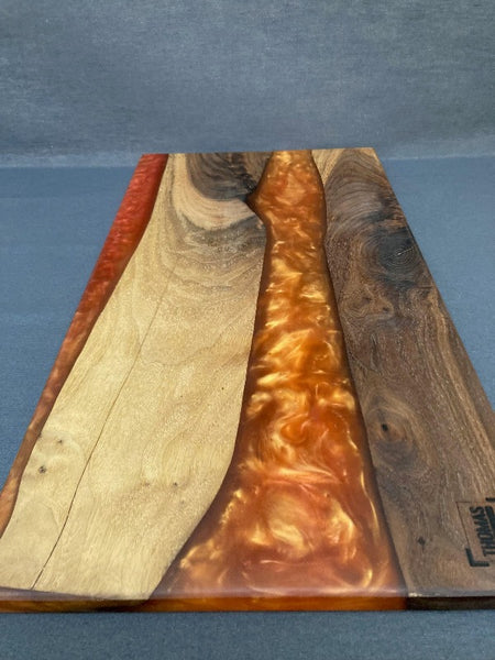 Large Black Walnut Epoxy Red Brown River Board