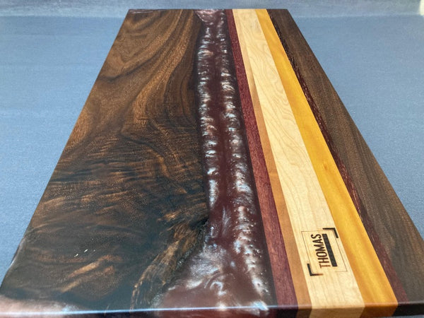 Large Black Walnut Metallic Fuchsia Epoxy River Board