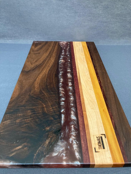 Large Black Walnut Metallic Fuchsia Epoxy River Board