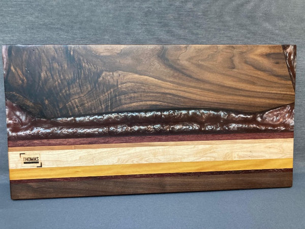 Large Black Walnut Metallic Fuchsia Epoxy River Board