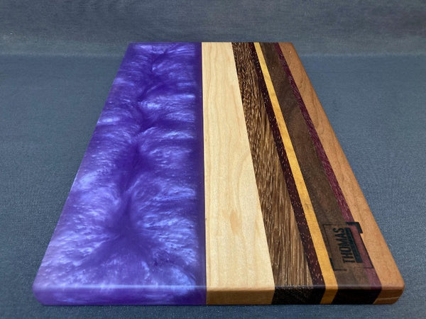 Small Black Walnut Lavender Purple Pearl White Epoxy River Board