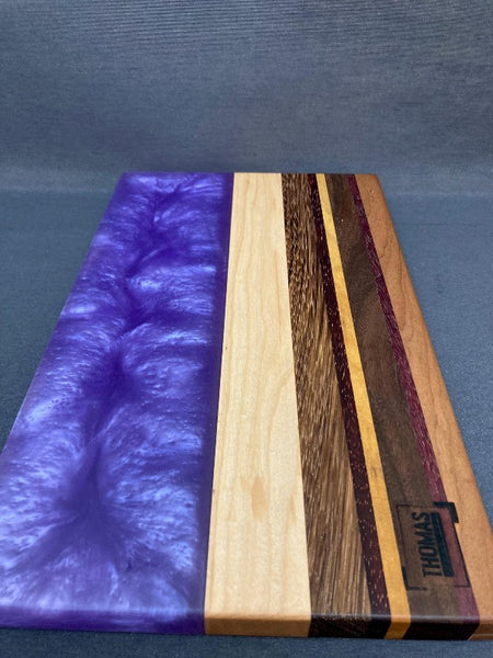 Small Black Walnut Lavender Purple Pearl White Epoxy River Board