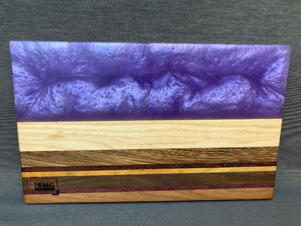 Small Black Walnut Lavender Purple Pearl White Epoxy River Board