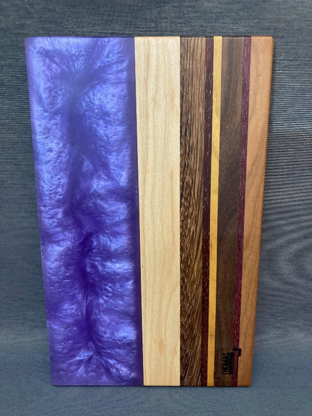 Small Black Walnut Lavender Purple Pearl White Epoxy River Board