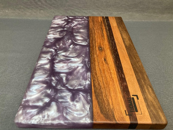 Small Black Walnut Deep Sea Pearl White Epoxy River Board