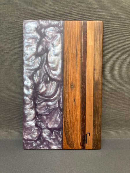 Small Black Walnut Deep Sea Pearl White Epoxy River Board