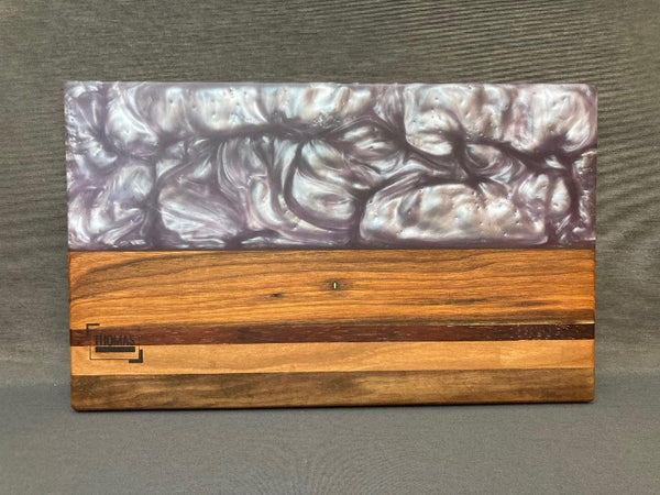 Small Black Walnut Deep Sea Pearl White Epoxy River Board