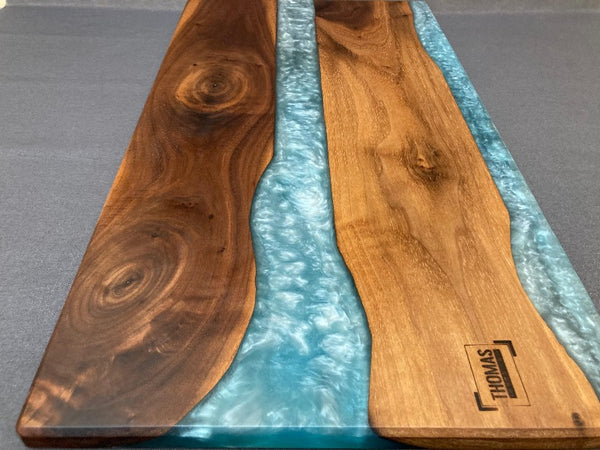 Large Black Walnut Blue Sea Epoxy River Board