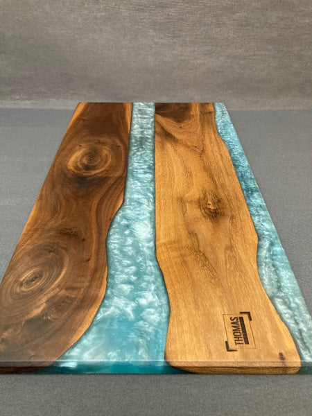 Large Black Walnut Blue Sea Epoxy River Board