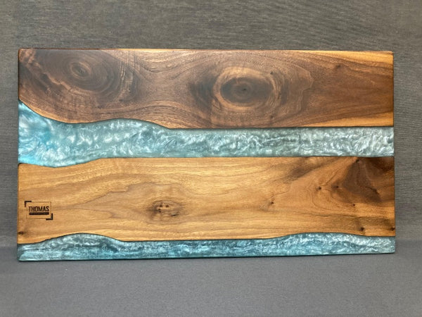 Large Black Walnut Blue Sea Epoxy River Board