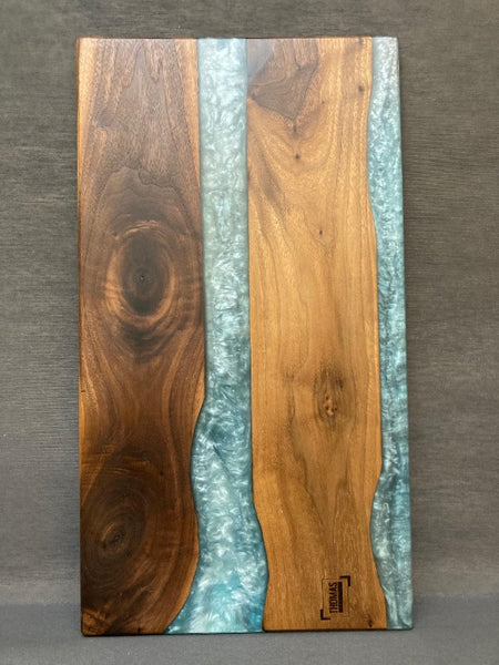 Large Black Walnut Blue Sea Epoxy River Board